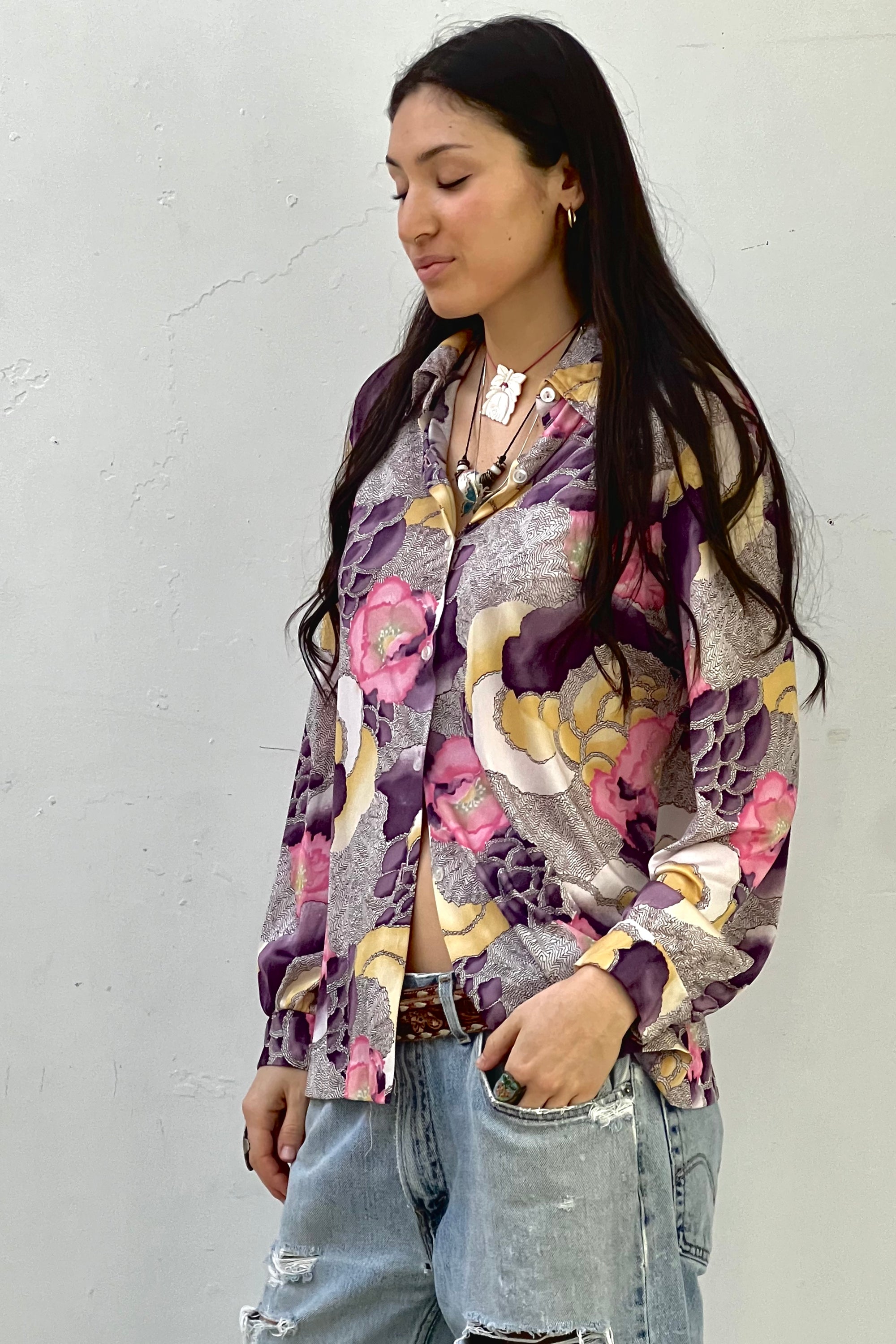Vintage Flowers Printed Button Down