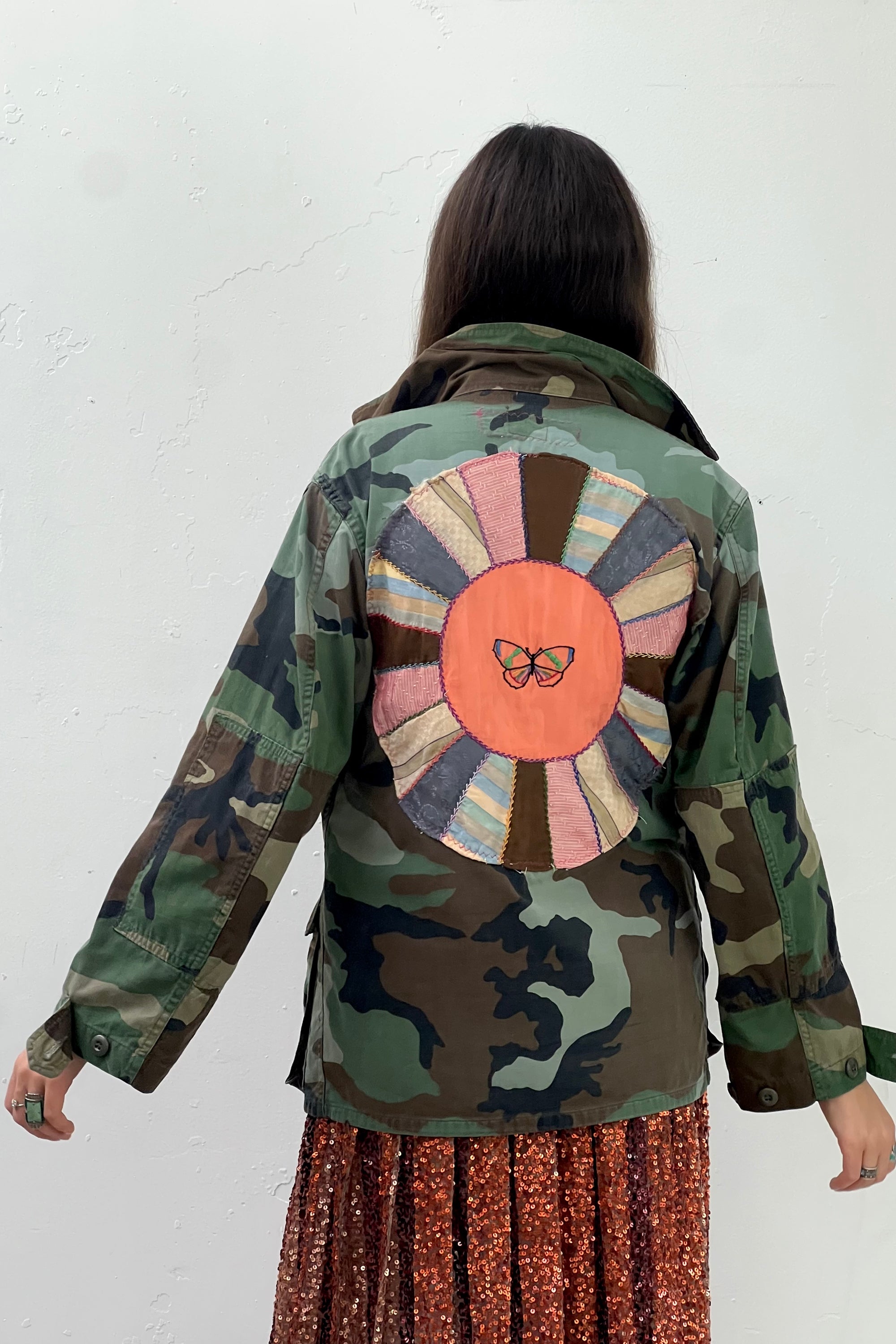 Anna Corinna Reworked Vintage Camo Butterfly Shirt Jacket