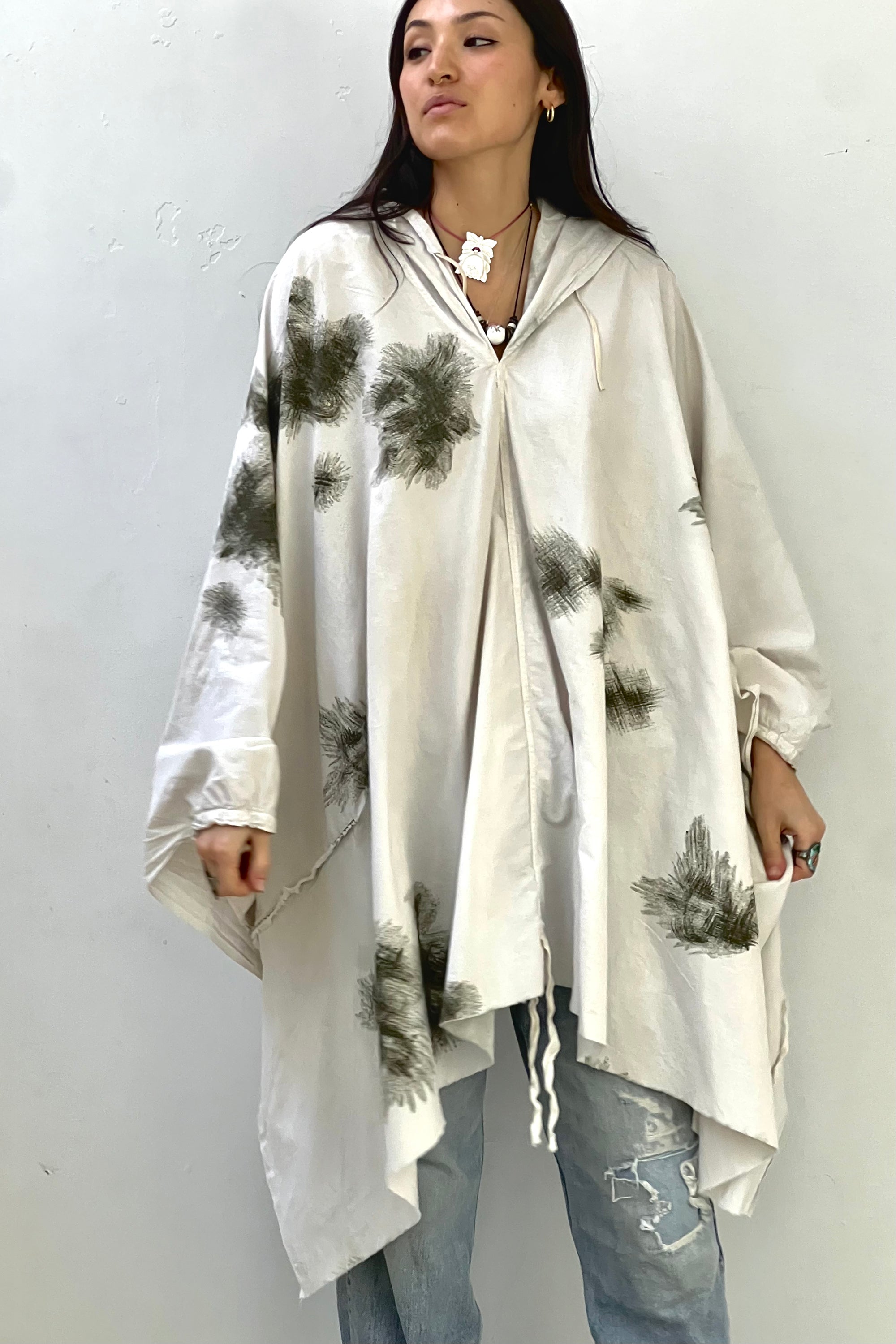 Anna Corinna Reworked Vintage Army White Camo Poncho