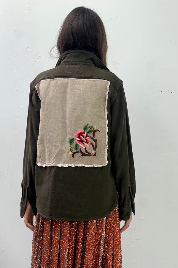 Anna Corinna Reworked Vintage Cozy Rose Patched Button Down, Cotton