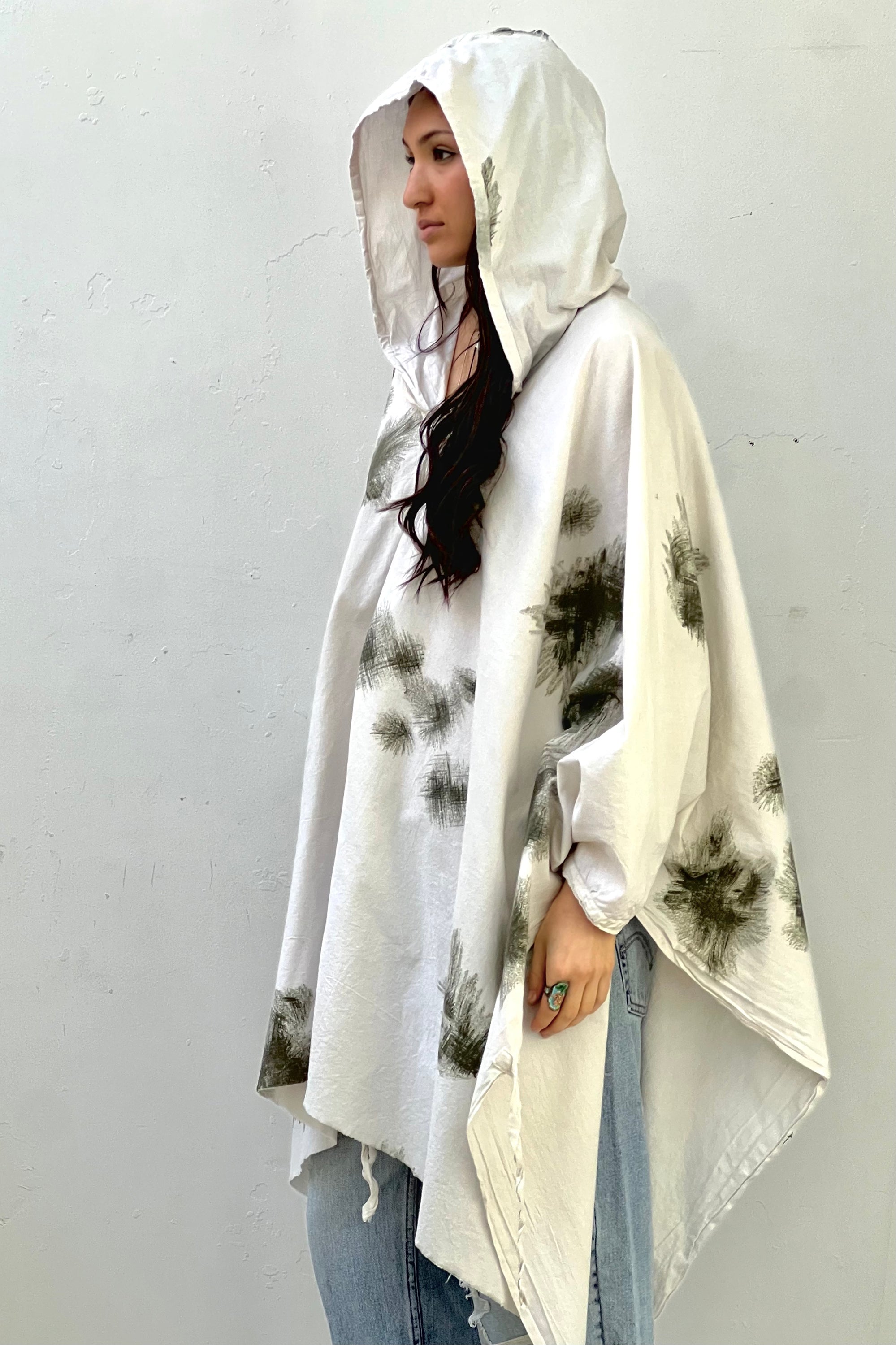 Anna Corinna Reworked Vintage Army White Camo Poncho