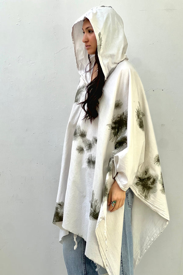 Anna Corinna Reworked Vintage Army White Camo Poncho