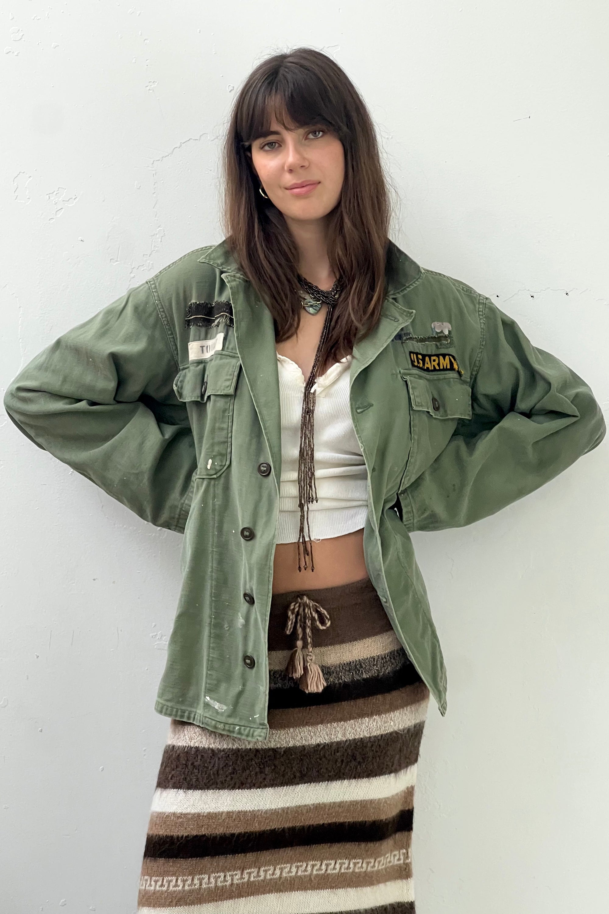 Anna Corinna Reworked Vintage Army Bird Shirt Jacket