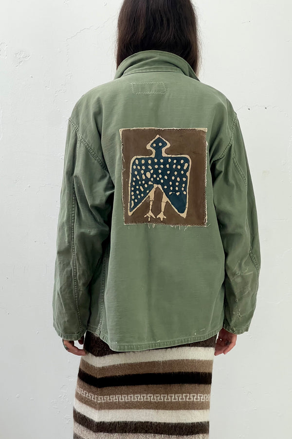 Anna Corinna Reworked Vintage Army Bird Shirt Jacket, Cotton