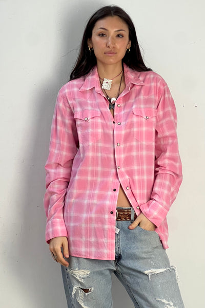 Vintage Ralph Lauren Pinky Plaid Snap Up Top