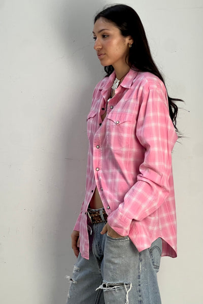 Vintage Ralph Lauren Pinky Plaid Snap Up Top, view 2