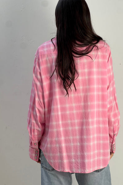 Vintage Ralph Lauren Pinky Plaid Snap Up Top, view 3