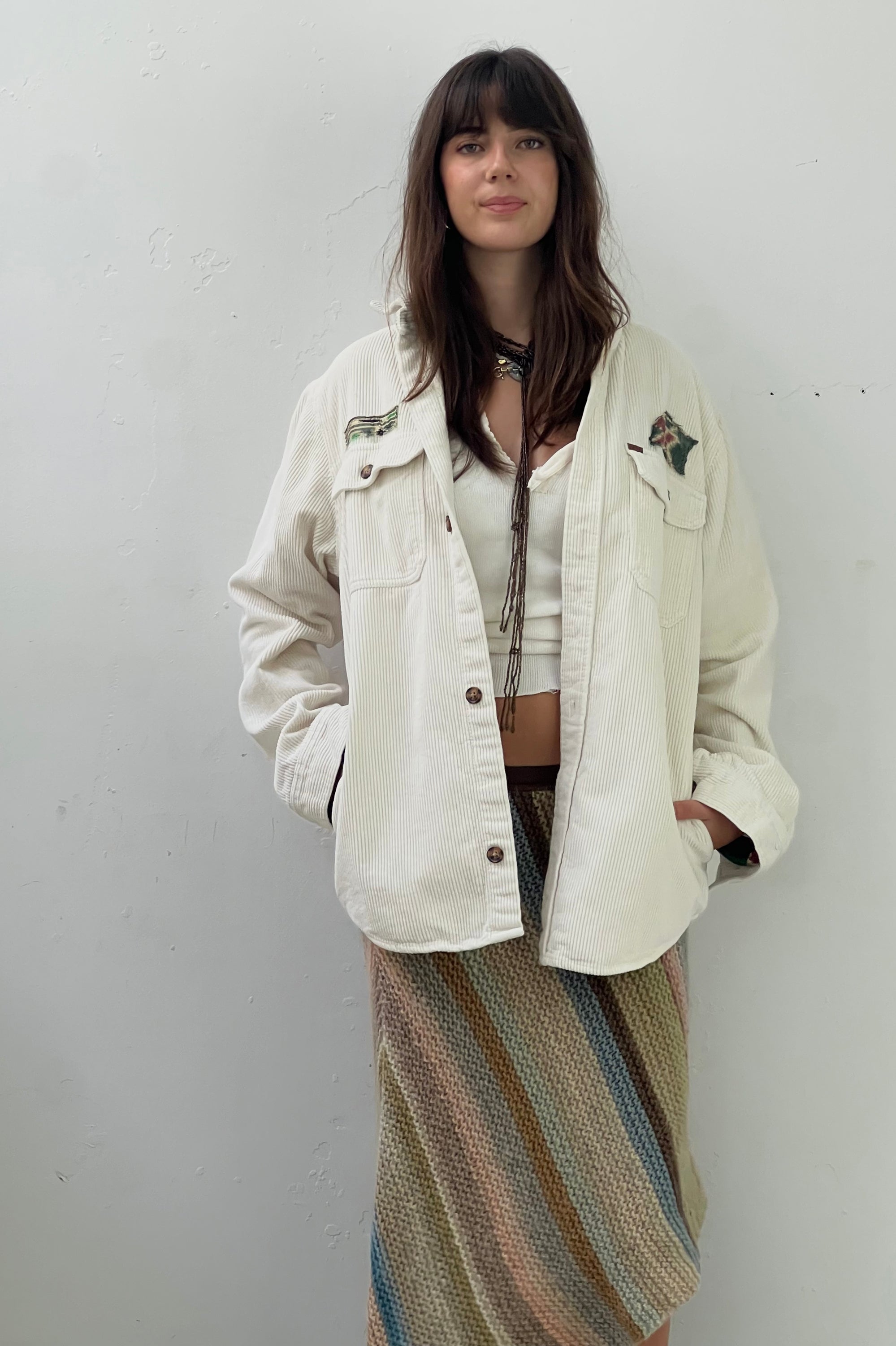 Anna Corinna Reworked Vintage Patched Corduroy Shirt Jacket