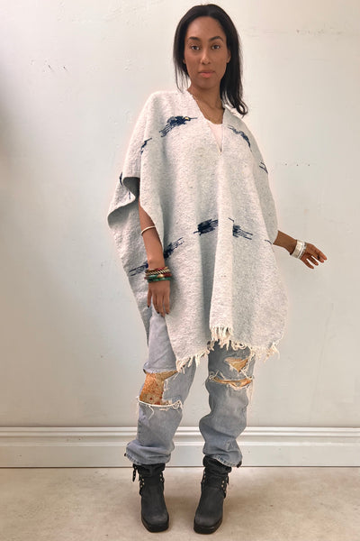 Anna Corinna Reworked Vintage Thunderbird Woven Poncho, Cotton blend