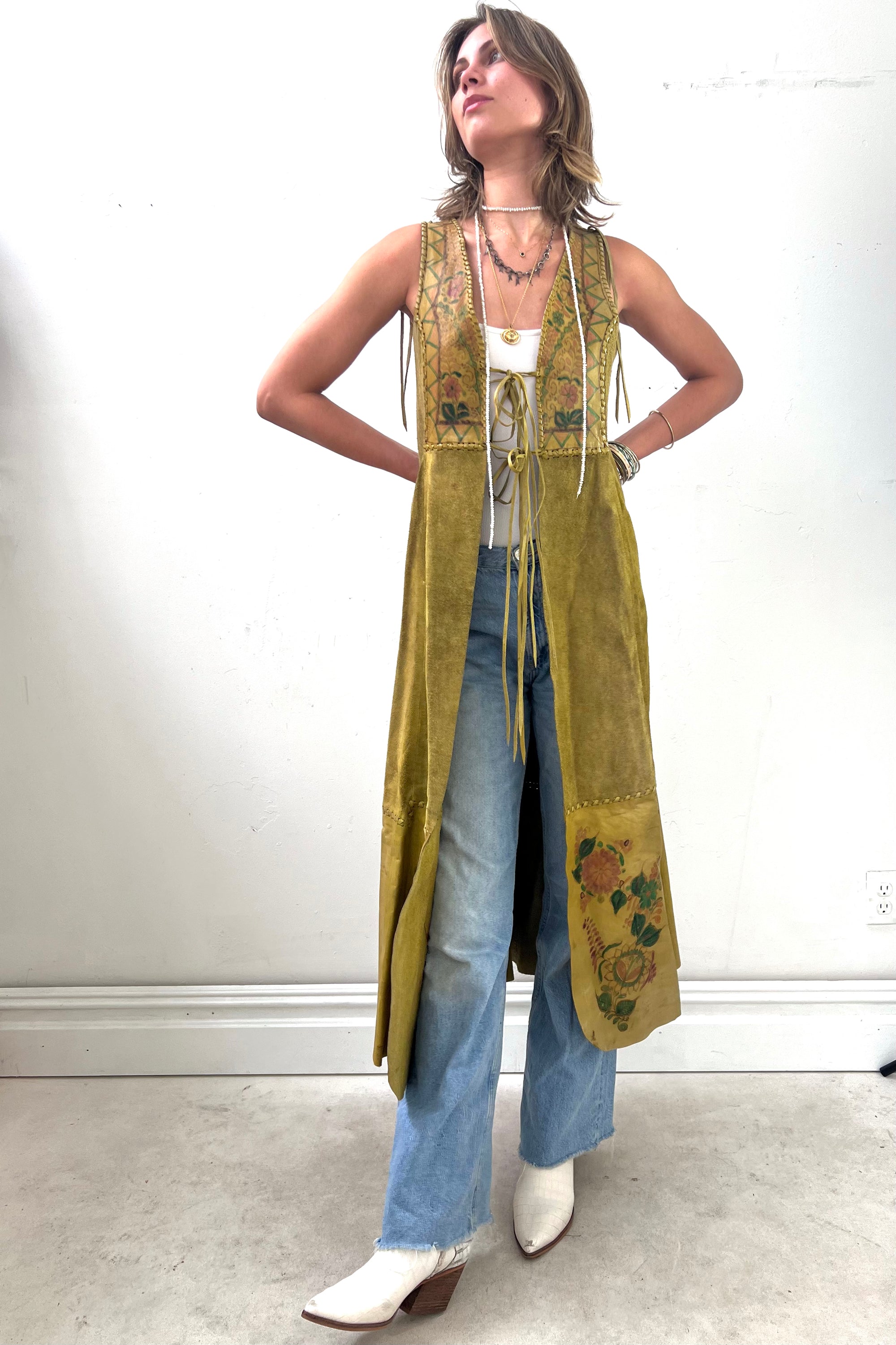 Vintage Hand Made Char Leather Vest Duster Selected by Anna Corinna