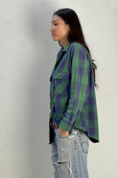 Vintage Thrashed Plaid Button Down Top, view 2