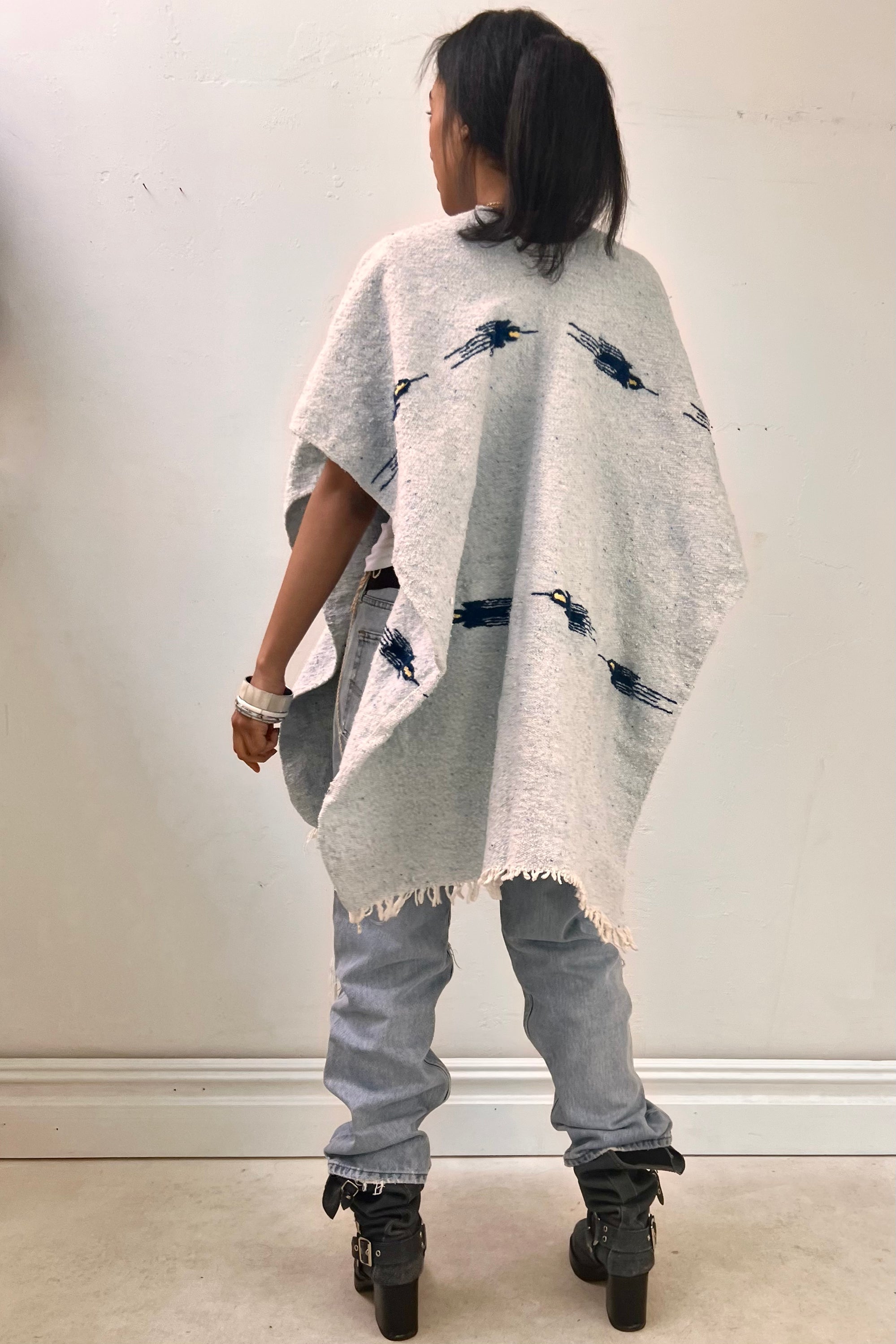 Anna Corinna Reworked Vintage Thunderbird Woven Poncho