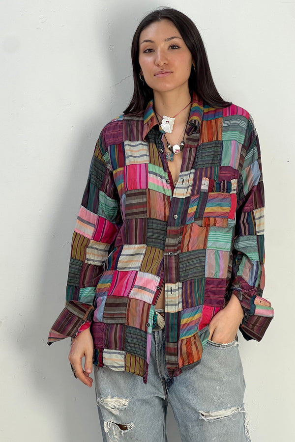 Vintage Paul Smith Silk Patchwork Button Down Top