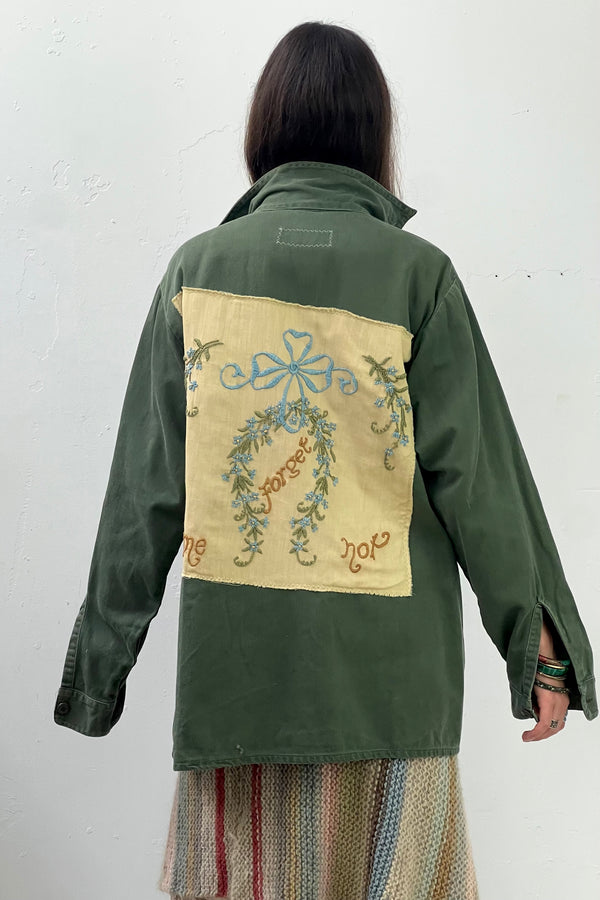 Anna Corinna Reworked Vintage Army Forget Me Not Shirt Jacket, Cotton