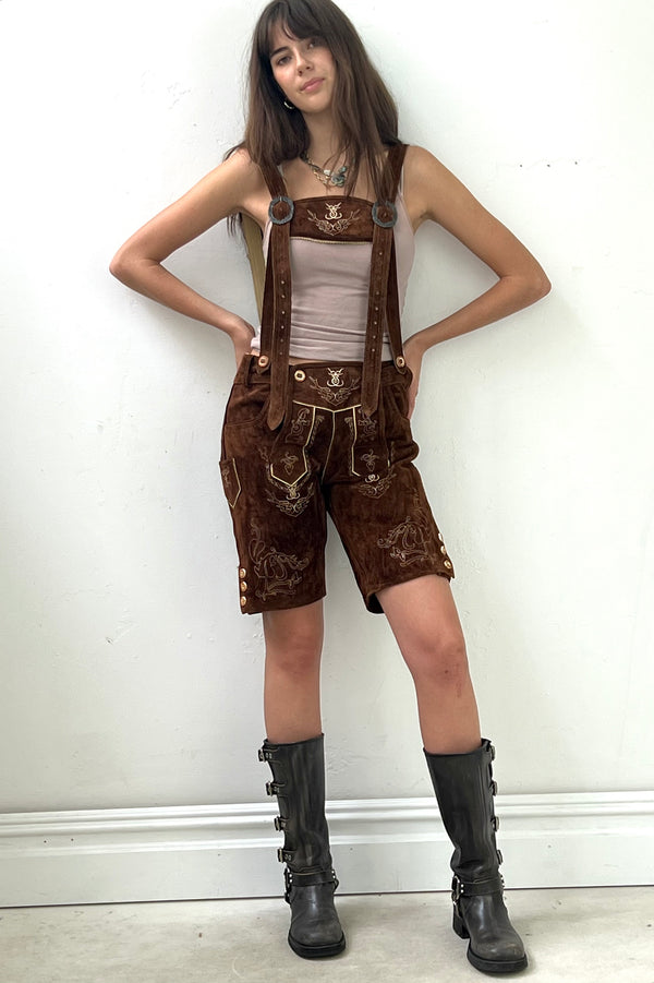 Vintage Suede Yodeler Shorts, Leather Suede