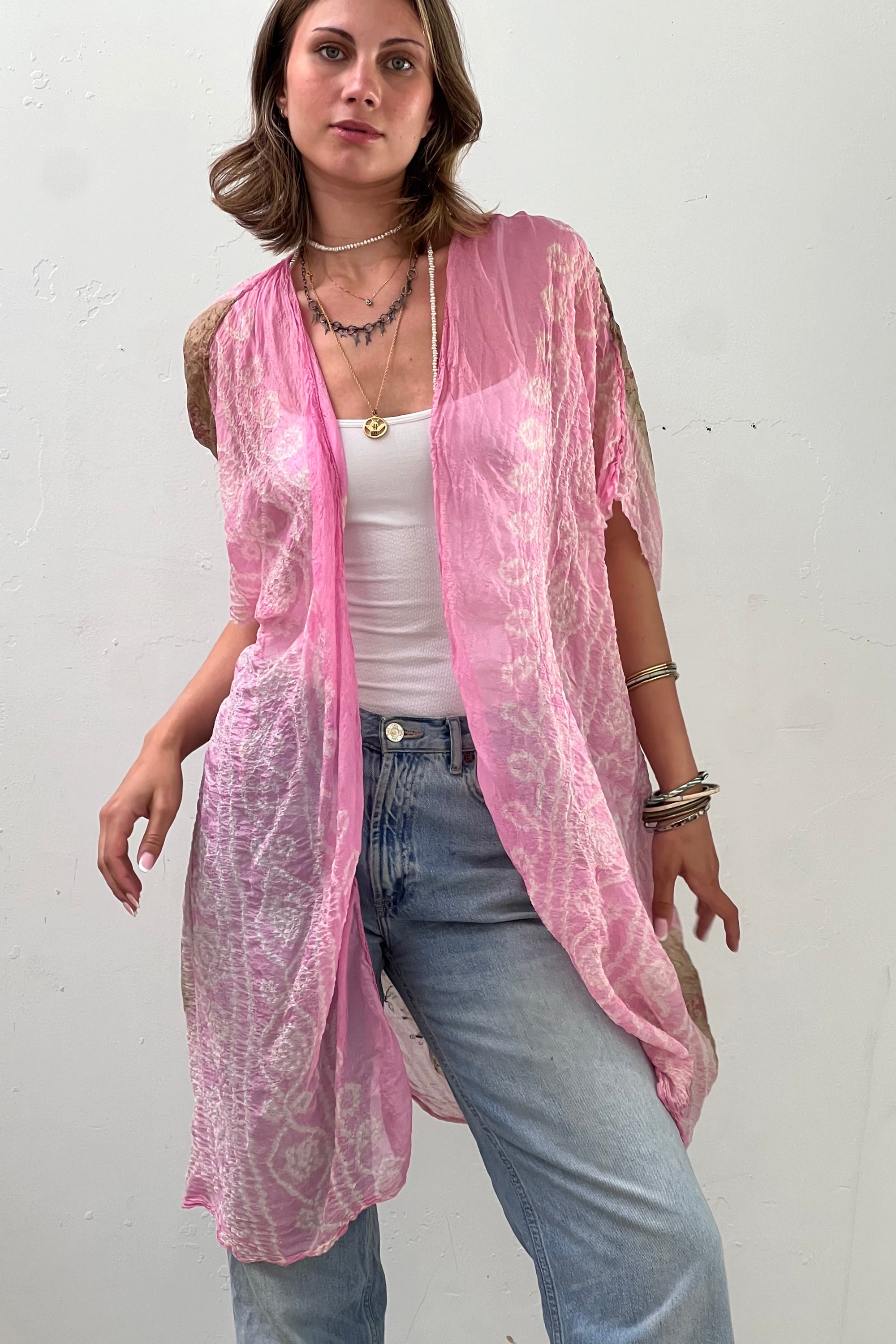 Anna Corinna  Reworked Vintage  Block Print and Shibori Silk Jacket