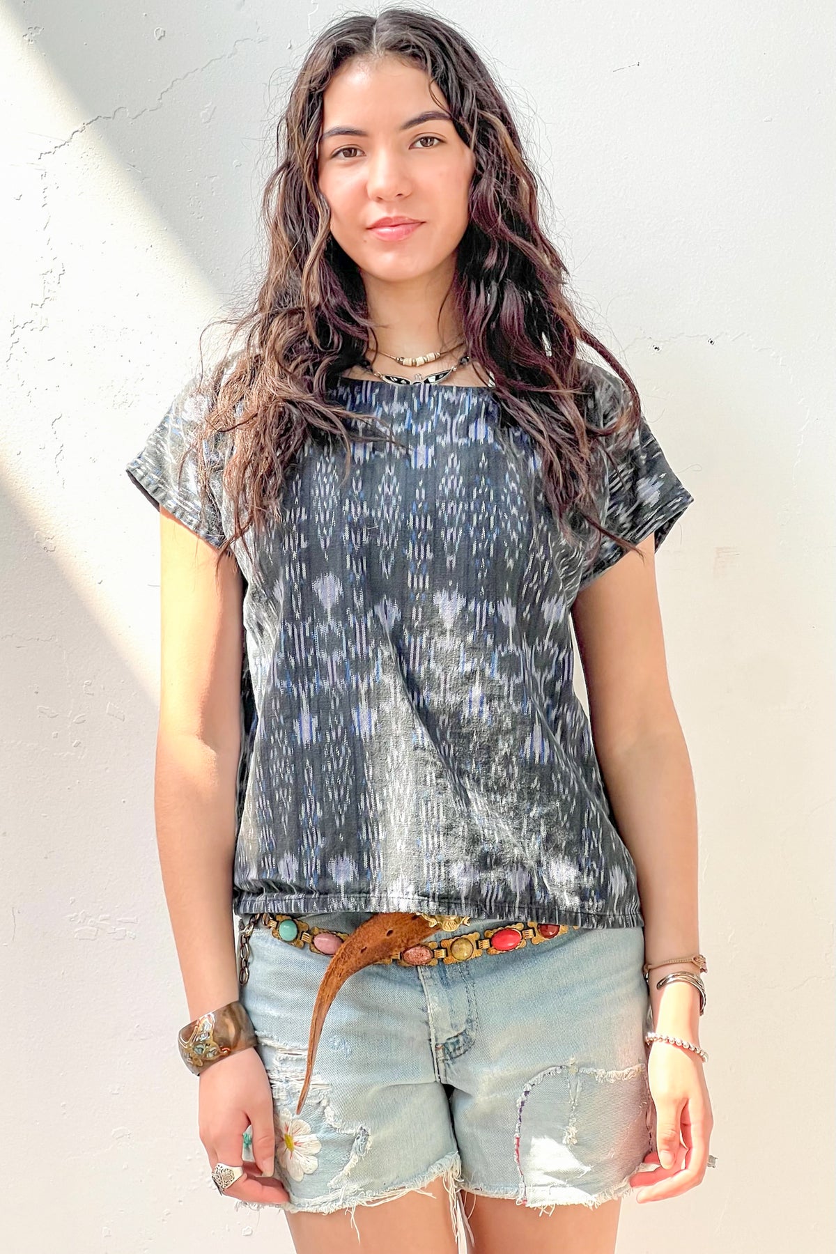 Vintage Hand Woven Ikat Top, Cotton