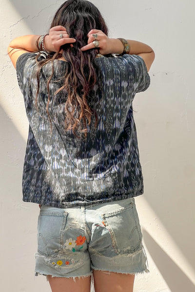 Vintage Hand Woven Ikat Top, Cotton, view 2