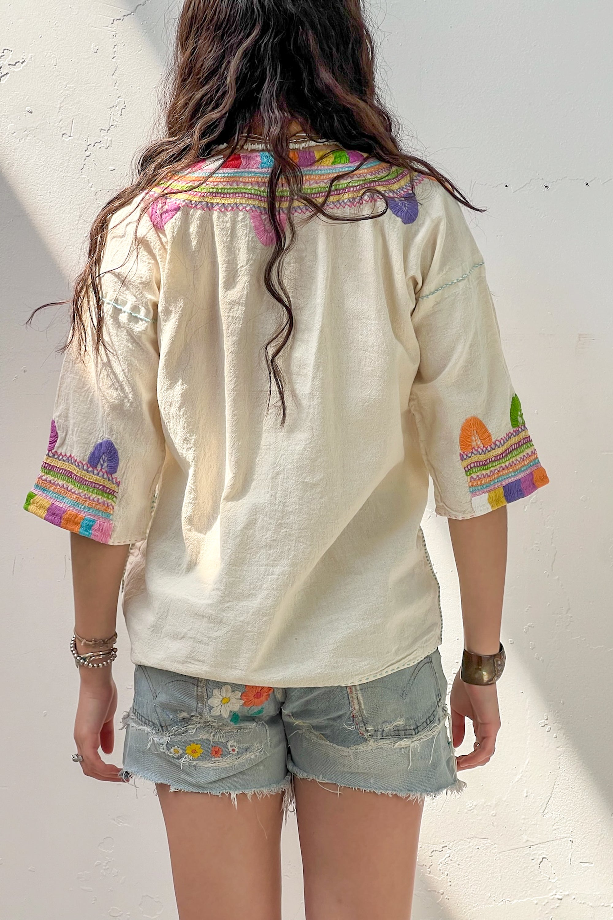 Vintage Hand Embroidered Multi Hued Top