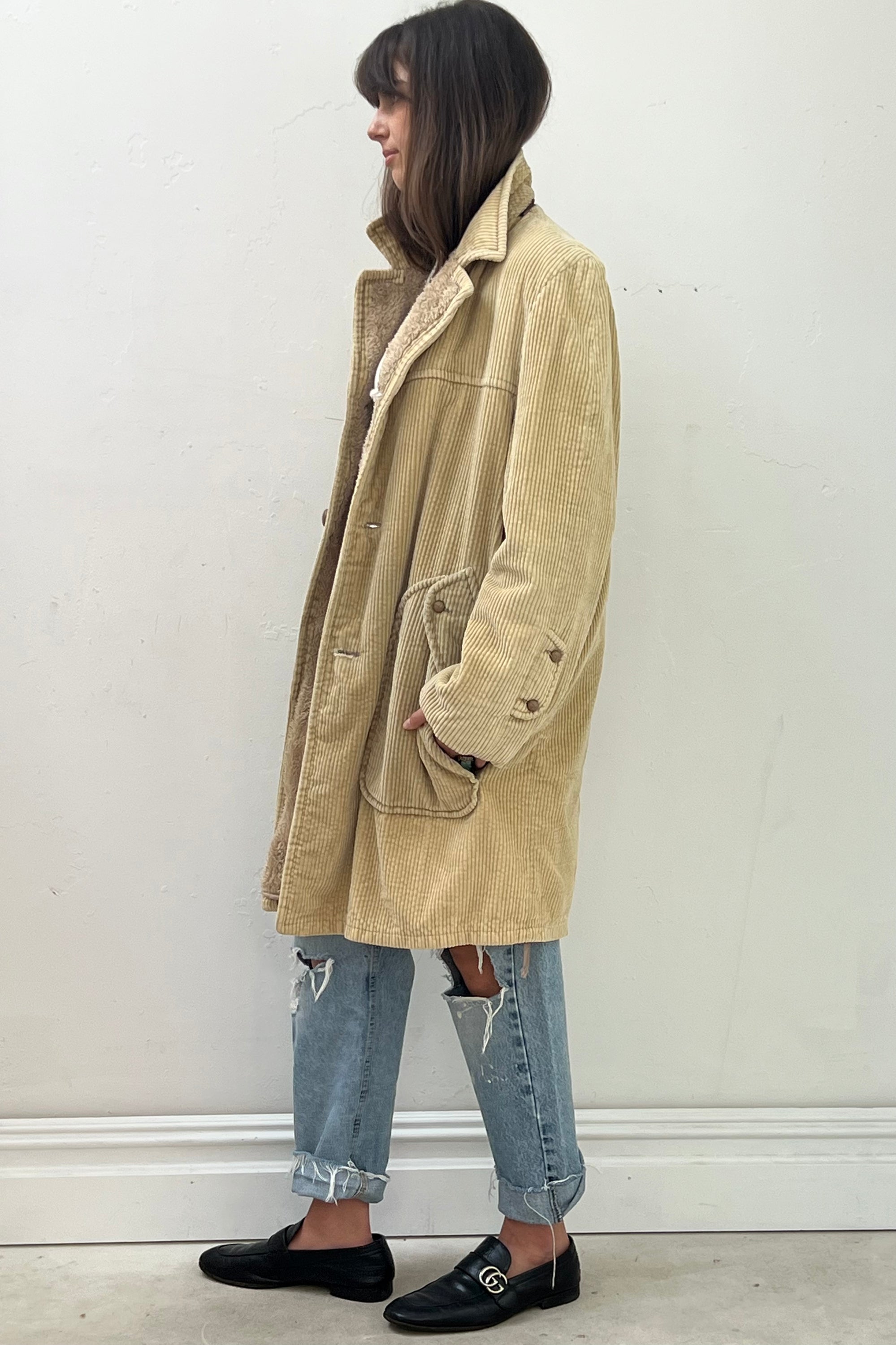 Vintage Corduroy Coat Removable Hood Selected by Anna Corinna