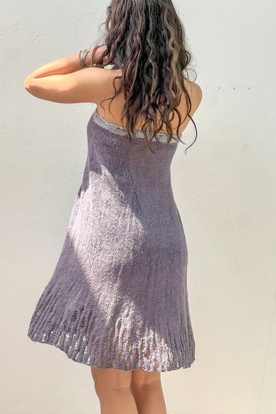 Vintage Hand Knit Lilac Dress or Skirt, Cotton, view 3