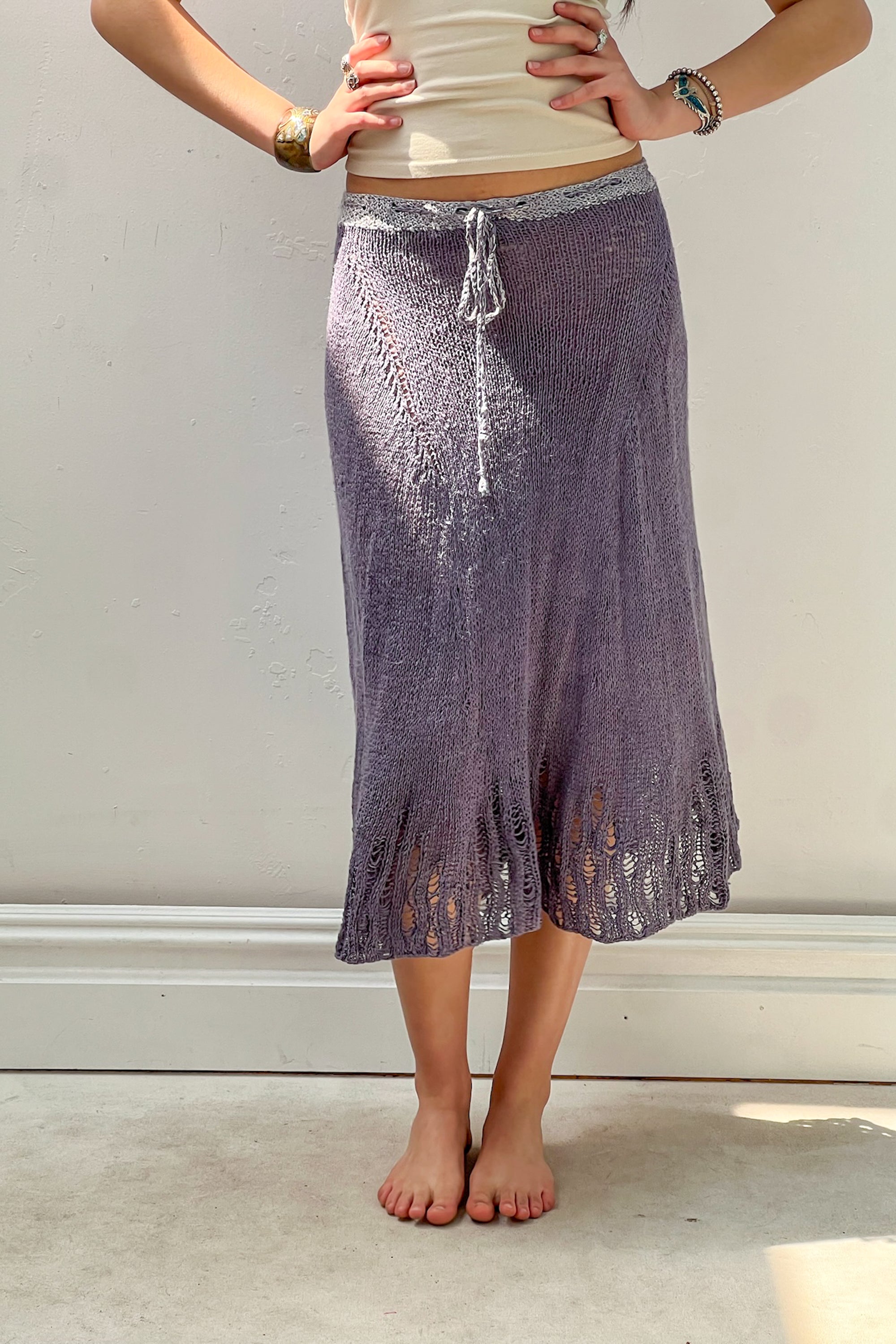 Vintage Hand Knit Lilac Dress or Skirt