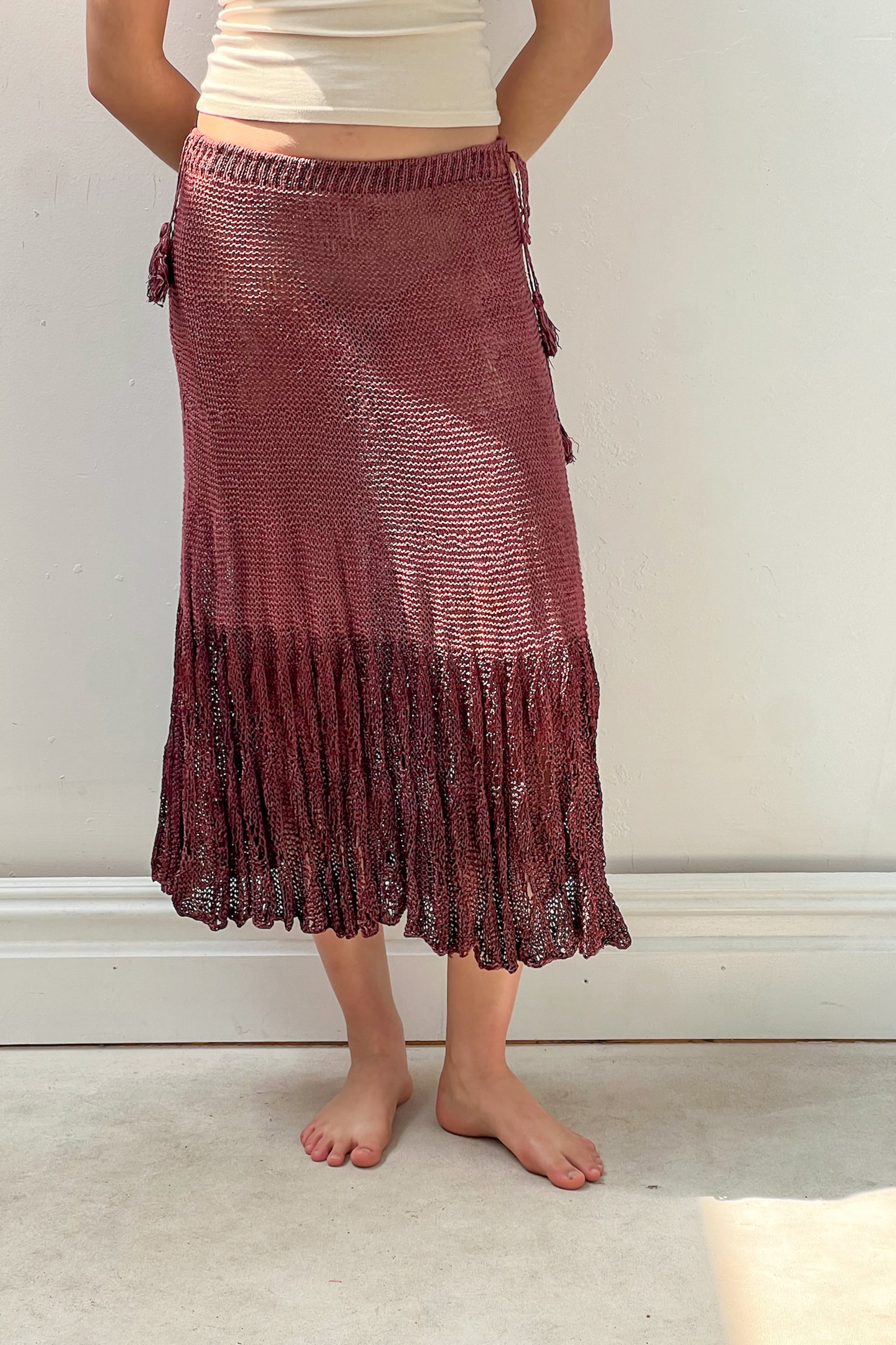 Vintage Hand Knit Merlot Dress or Skirt