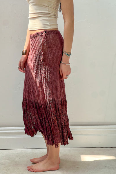 Vintage Hand Knit Merlot Dress or Skirt, Cotton, view 2