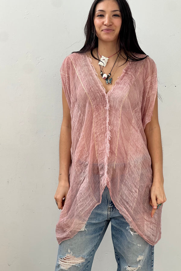 Anna Corinna Reworked Vintage Sheer Blush Top