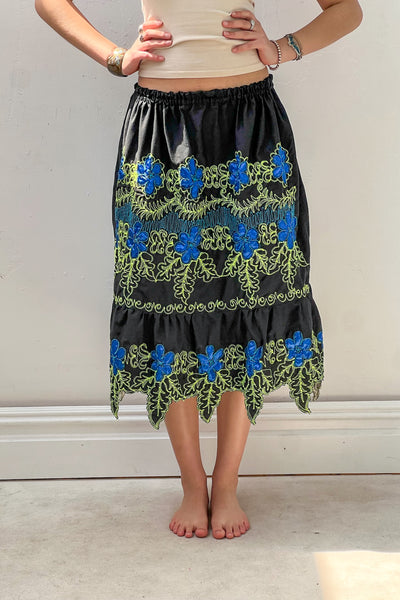 Vintage Embroidered Dress or Skirt, Cotton blend, view 2