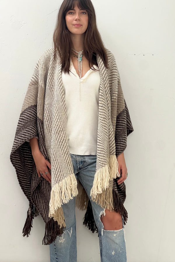 Vintage Handwoven Wool Cape, Wool