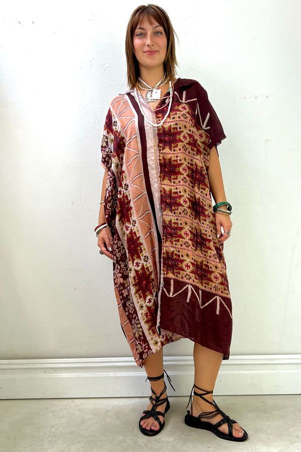 Smock Silk 90s Earthy Dress Reworked Vintage