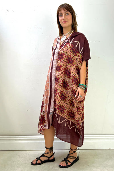 Smock Silk 90s Earthy Dress Reworked Vintage