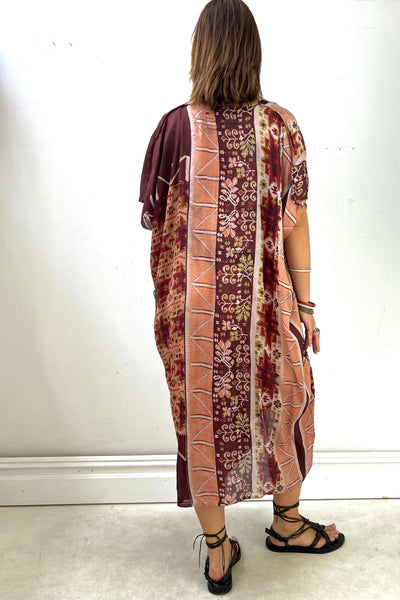 Smock Silk 90s Earthy Dress Reworked Vintage
