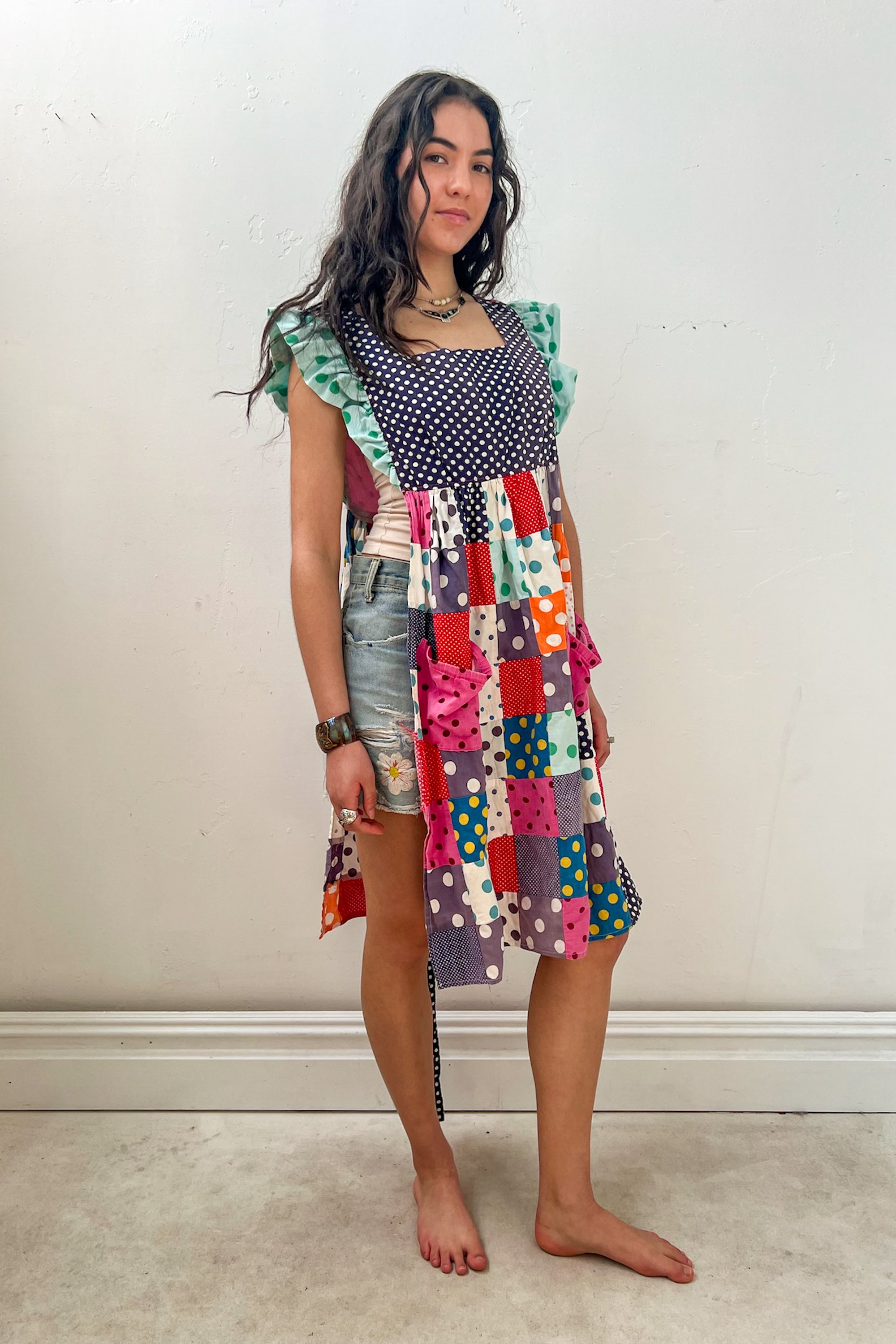 Vintage Reworked Patchwork Apron Wrap Dress