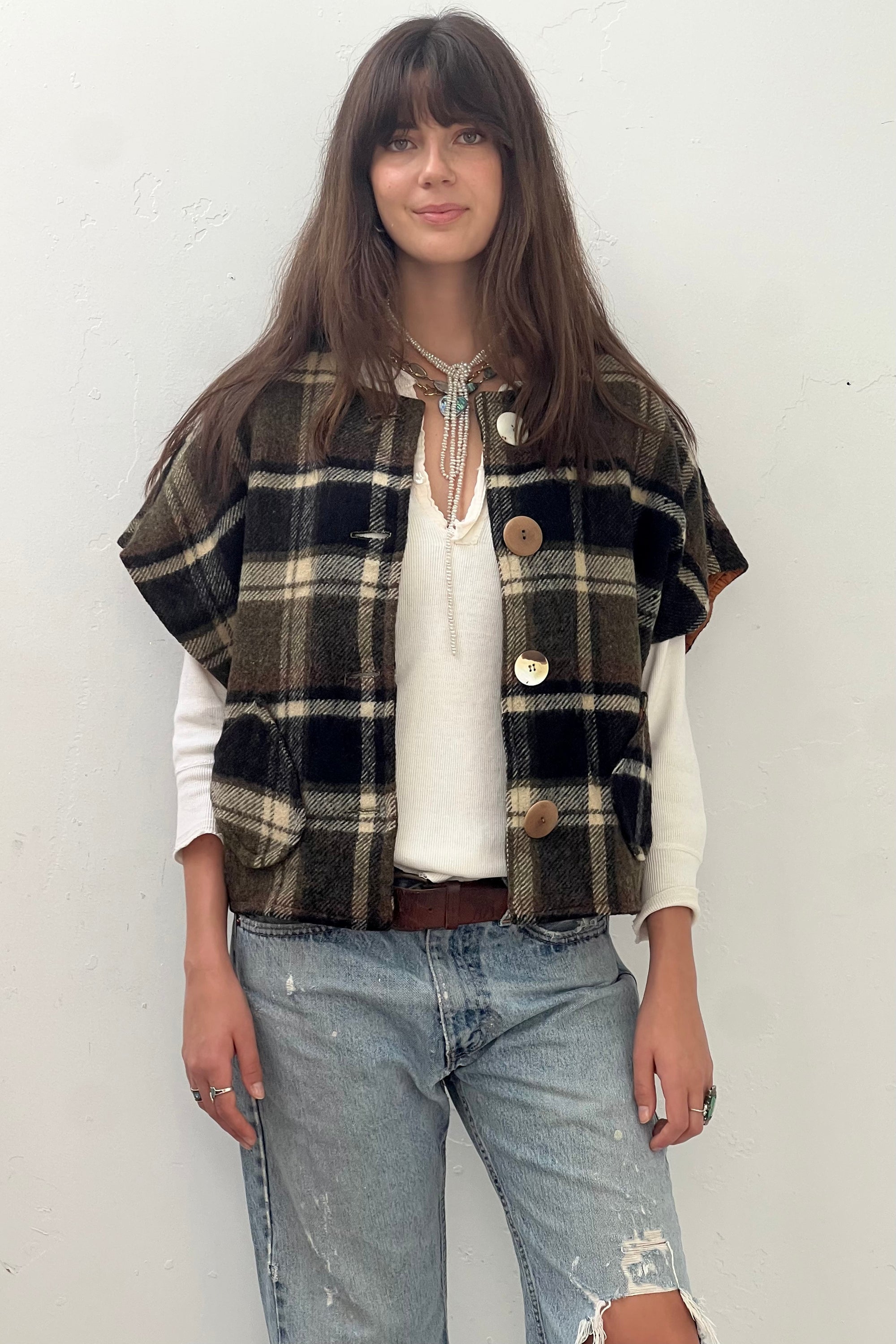 Vintage Wool Demi Cape Jacket Selected by Anna Corinna