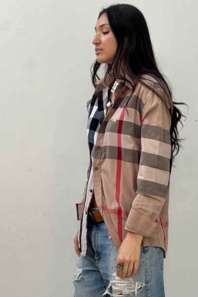 Vintage Burberry Button Down Top, view 2