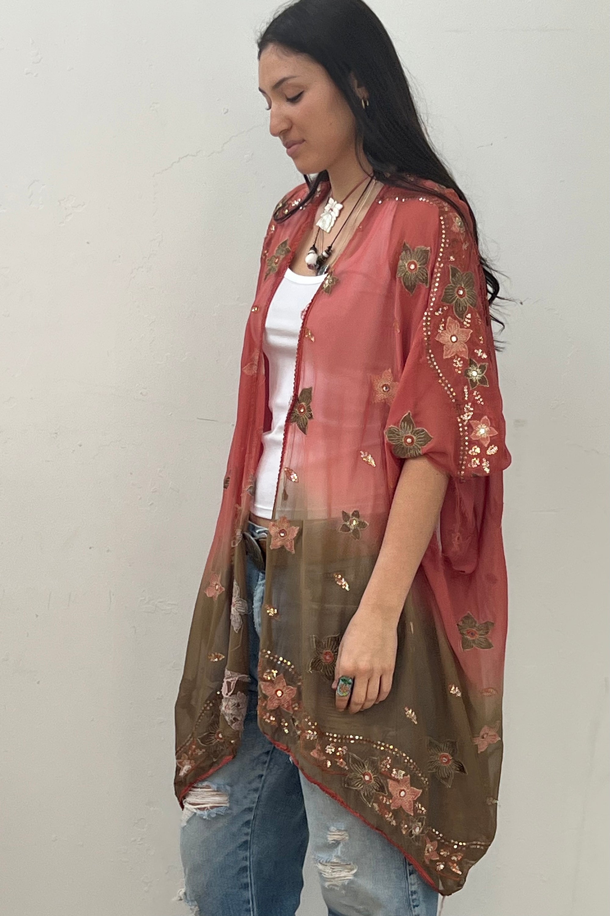 Anna Corinna Reworked Vintage Sheer Beaded Jacket
