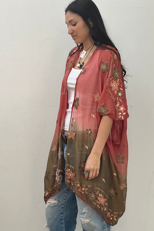 Anna Corinna Reworked Vintage Sheer Beaded Jacket