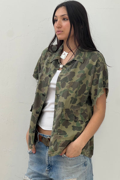 Vintage Thrashed Kamo Button Down Top, view 2