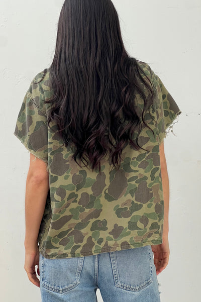 Vintage Thrashed Kamo Button Down Top, view 3