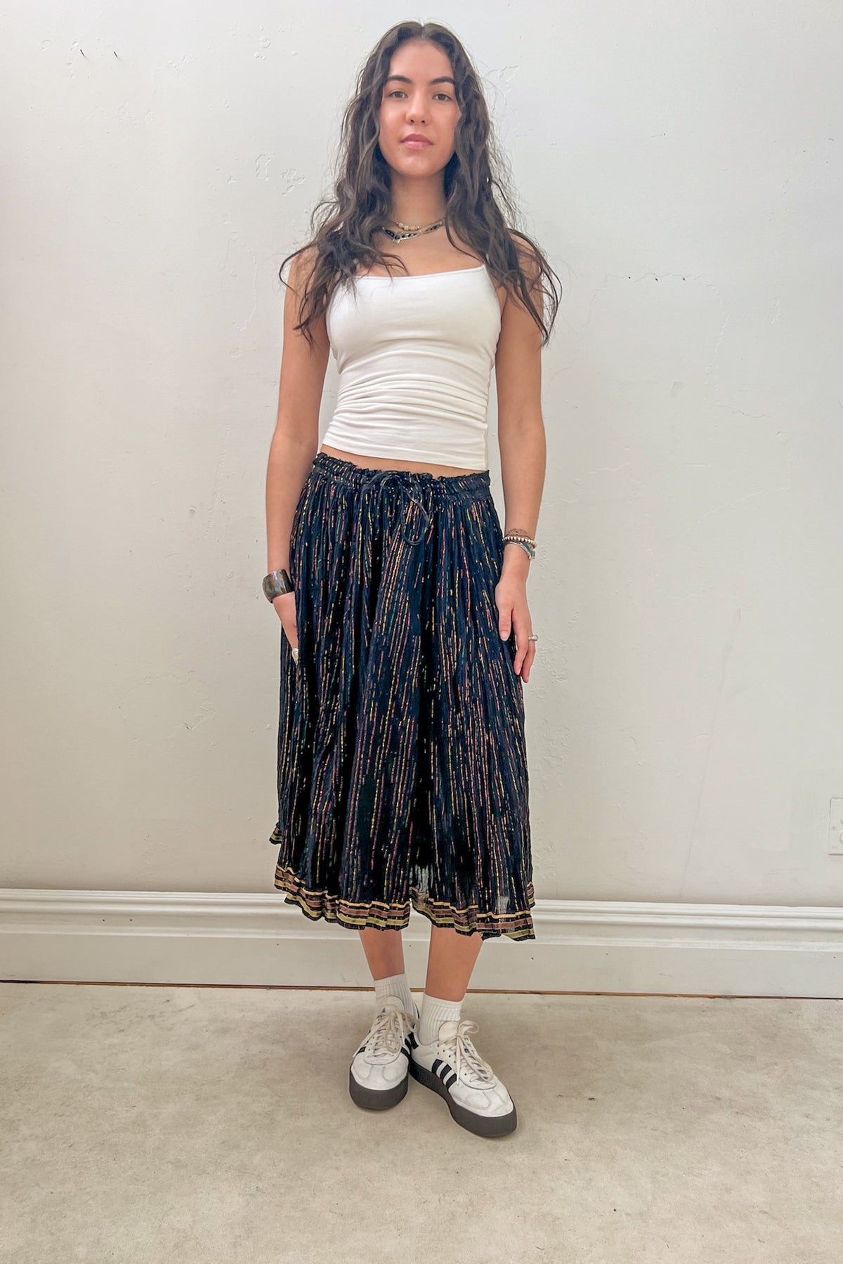 Vintage Midnight Sparkle Stripe Skirt, Cotton