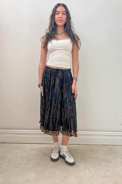 Vintage Midnight Sparkle Stripe Skirt, Cotton