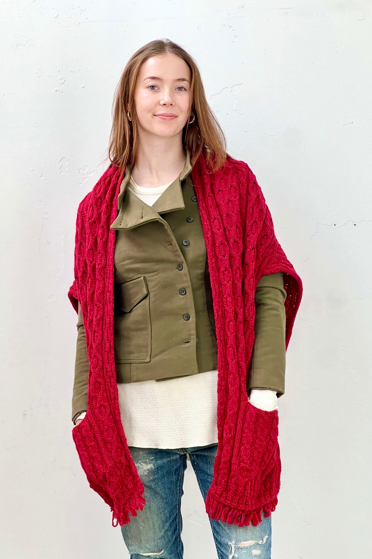 Vintage Wool Shawl Wrap, Merino Wool