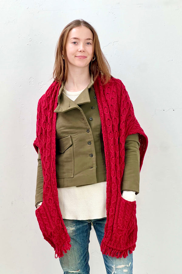 Vintage Wool Shawl Wrap, Merino Wool