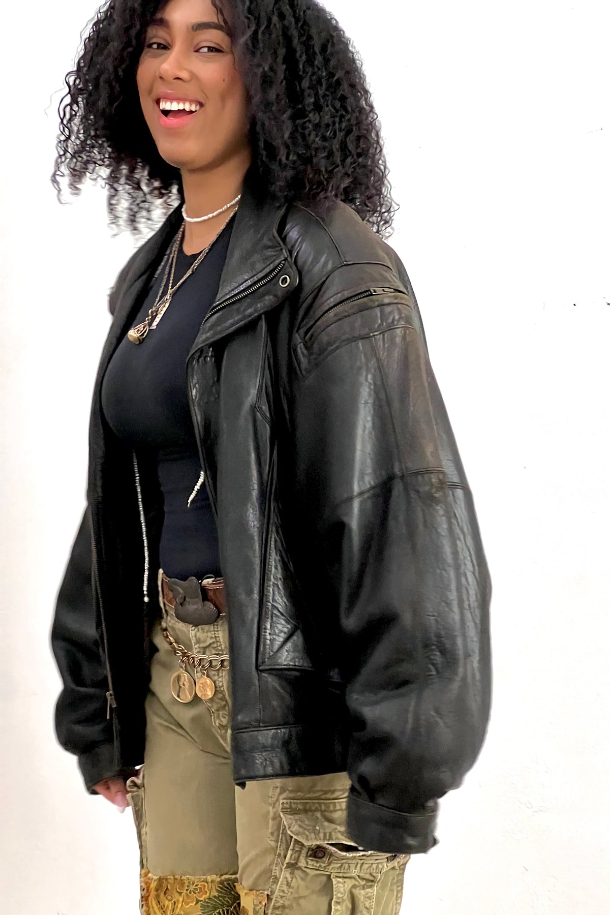 Vintage Pelle Studio Leather Bomber Jacket, Leather
