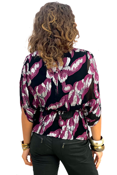 Vintage Chiffon Sparkle Top, Silk, view 2